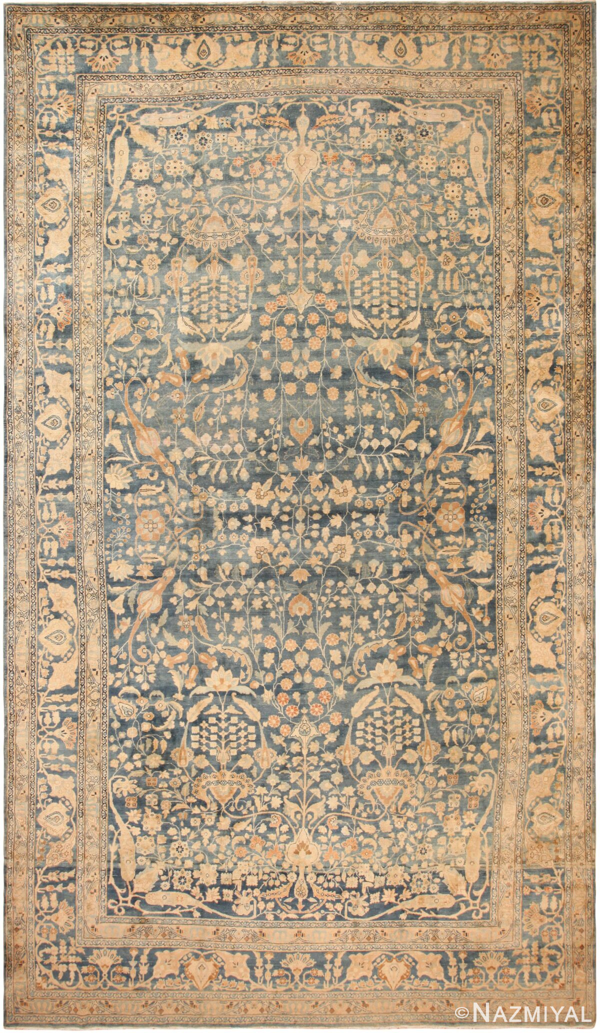 Oversized Light Blue Antique Persian Khorassan Area Rug 71337 by Nazmiyal Antique Rugs