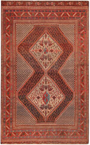 Geometric Antique Persian Qashqai Rug 71381 by Nazmiyal Antique Rugs