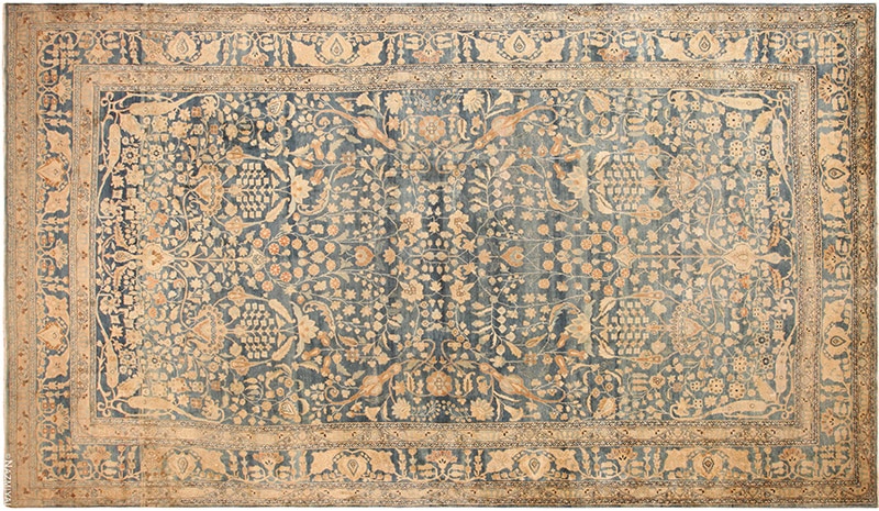 Light Blue Antique Romantic Persian Khorassan Area Rug Light Blue Antique Romantic Persian Khorassan Area Rug 71337 by Nazmiyal Antique Rugs