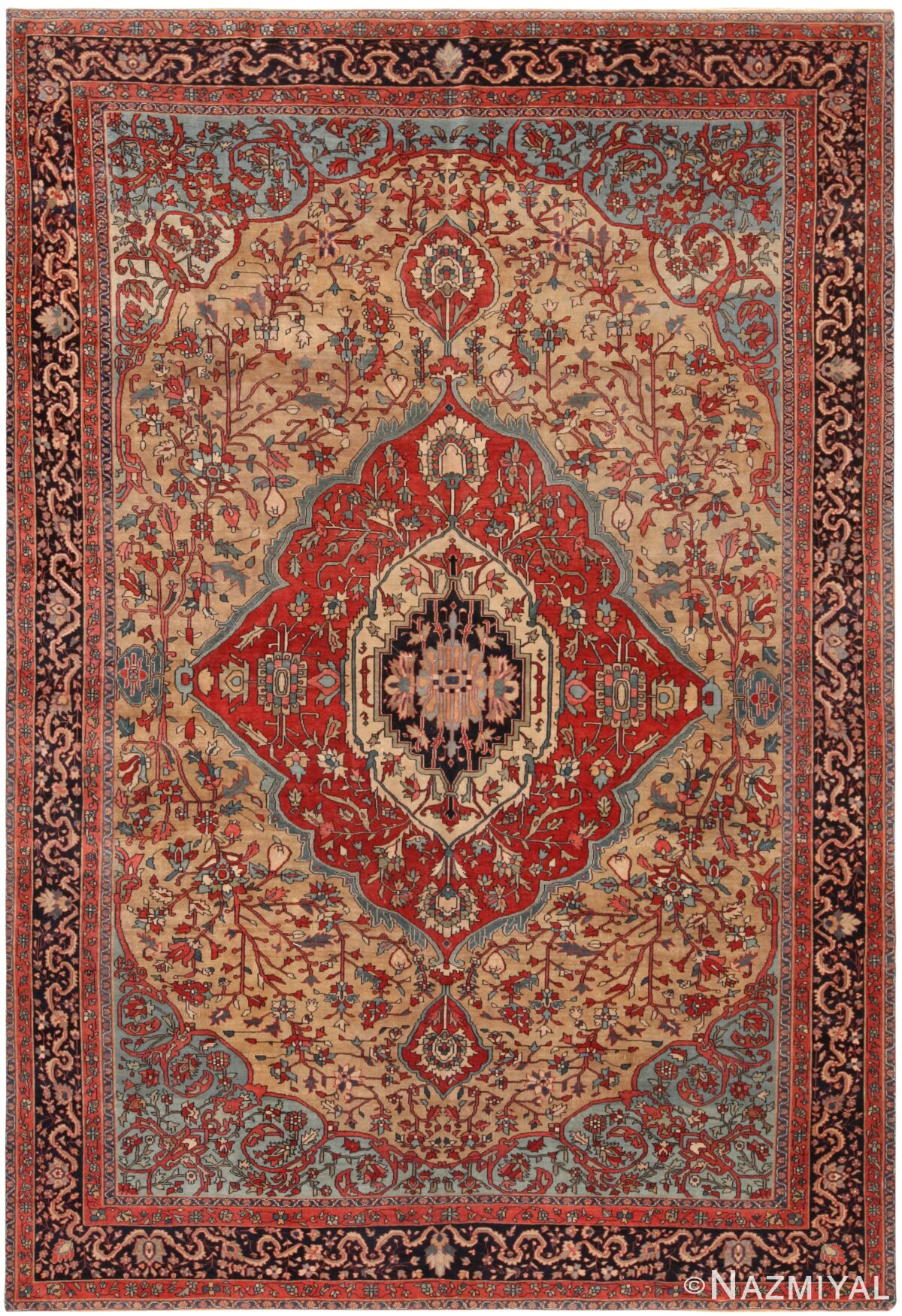 Antique Persian Sarouk Farahan Rug 71373 by Nazmiyal Antique Rugs