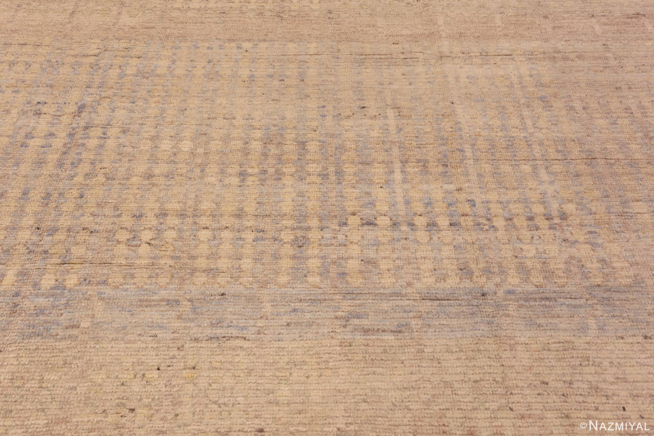 Detail Of Cream Color Oversized Modern Distressed Decorative Rug 60945 by Nazmiyal Antique Rugs