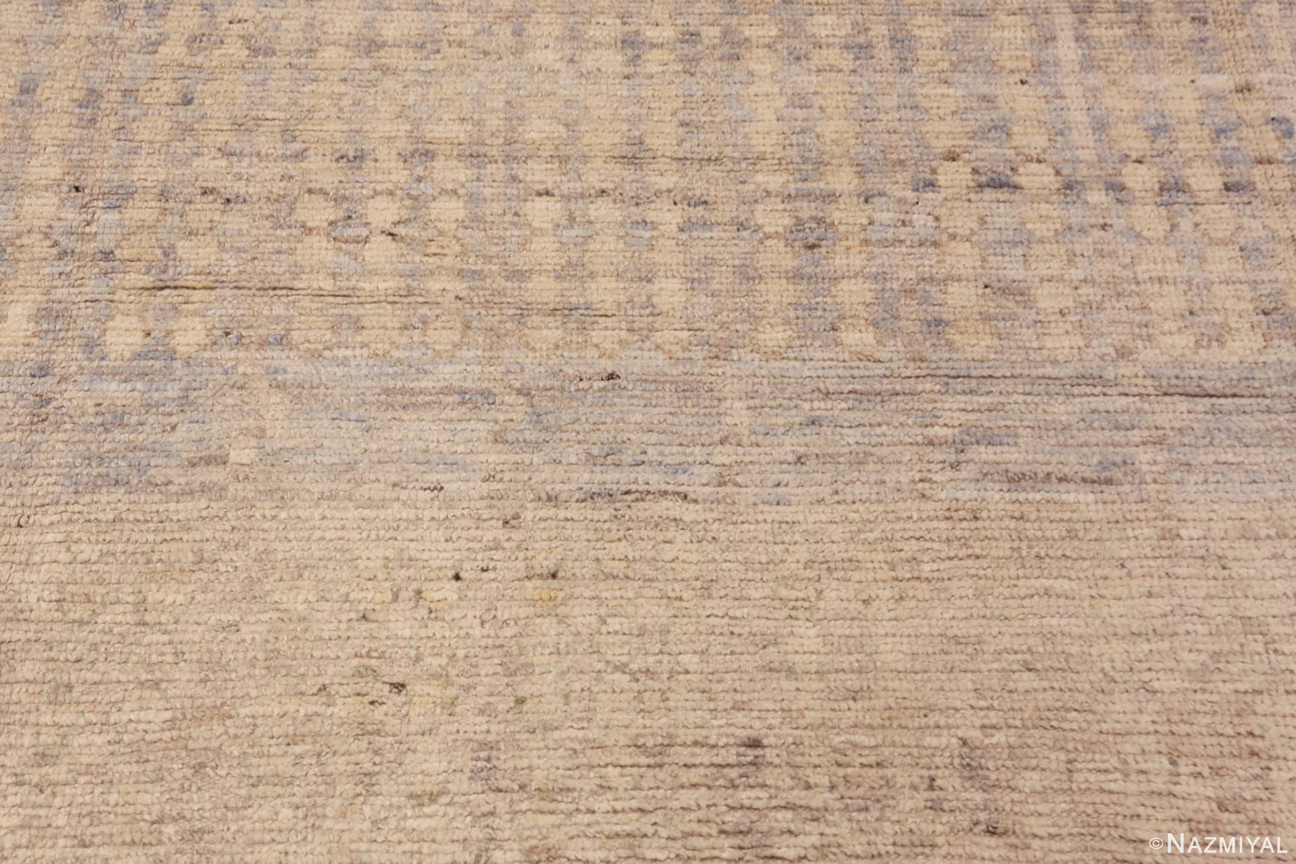 Details Of Cream Color Oversized Modern Distressed Decorative Rug 60945 by Nazmiyal Antique Rugs