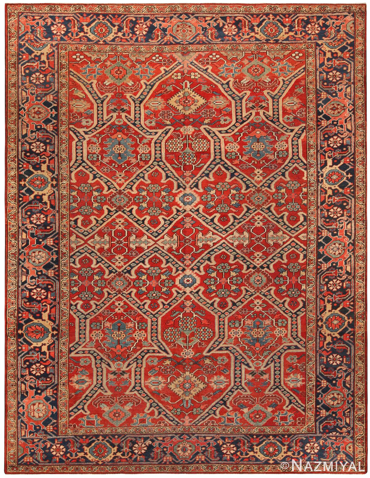 Geometric Antique Persian Heriz Rug 71386 by Nazmiyal Antique Rugs