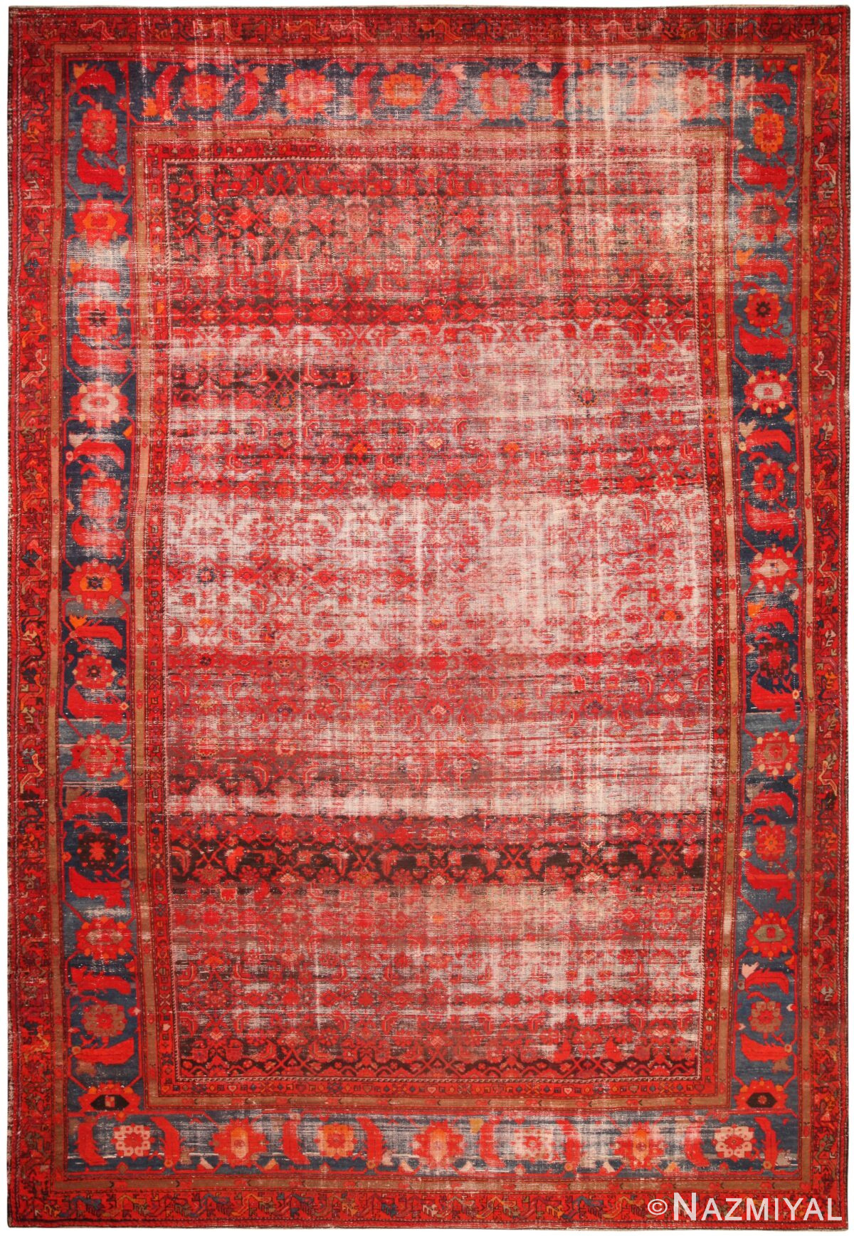 Large Shabby Chic Antique Persian Malayer Rug 71297 by Nazmiyal Antique Rugs