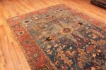 Detail Of Blue Background Antique Persian Heriz Rug 71377 by Nazmiyal Antique Rugs