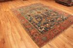 Side Of Blue Background Antique Persian Heriz Rug 71377 by Nazmiyal Antique Rugs