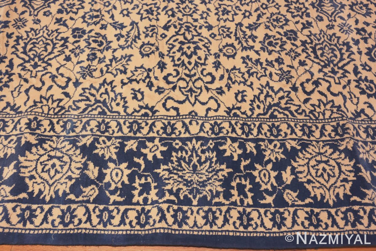 Indian Rug Horizontal Modern White And Blue Cotton Indian Rug 71430 Nazmiyal Antique Rugs