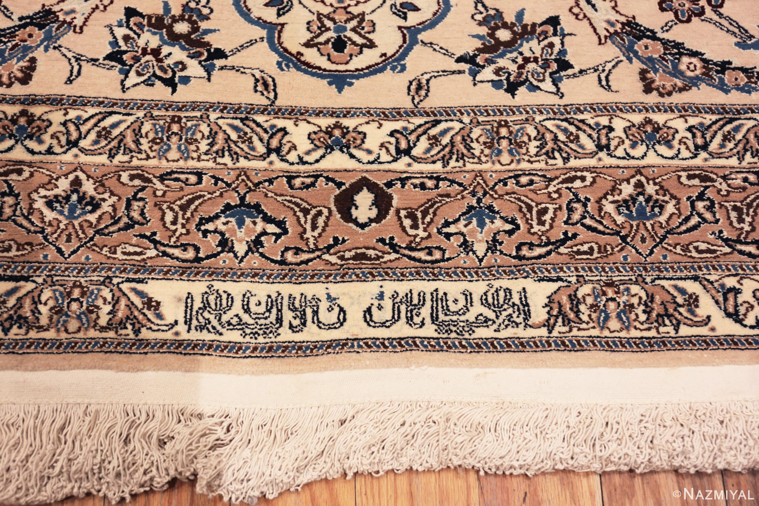 Border Of Oversized Vintage Persian Nain Habibian Carpet 50161 by Nazmiyal Antique Rugs