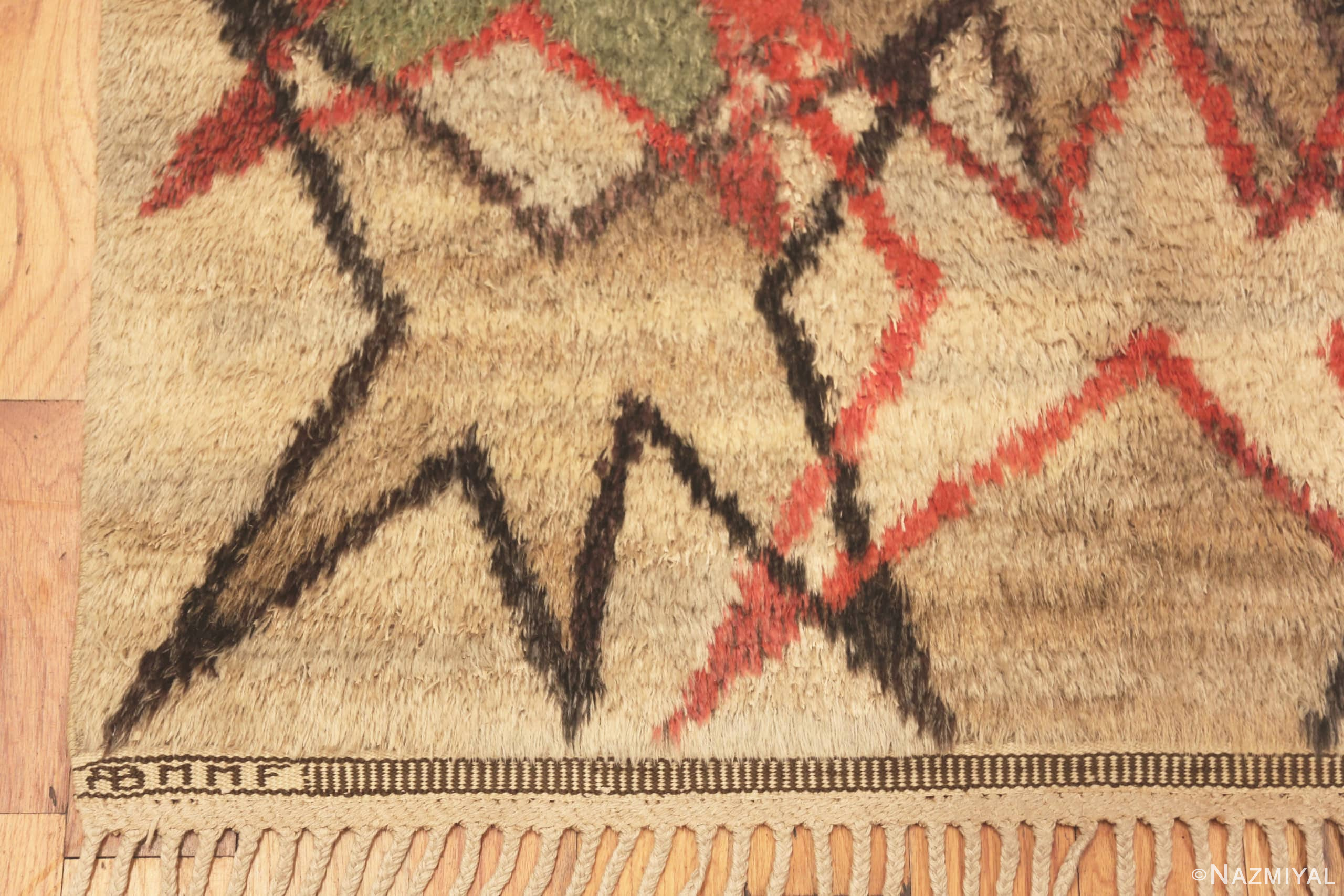 Corner Of Vintage Scandinavian Marta Maas Barbro Nilsson Rug 71403 by Nazmiyal Antique Rugs