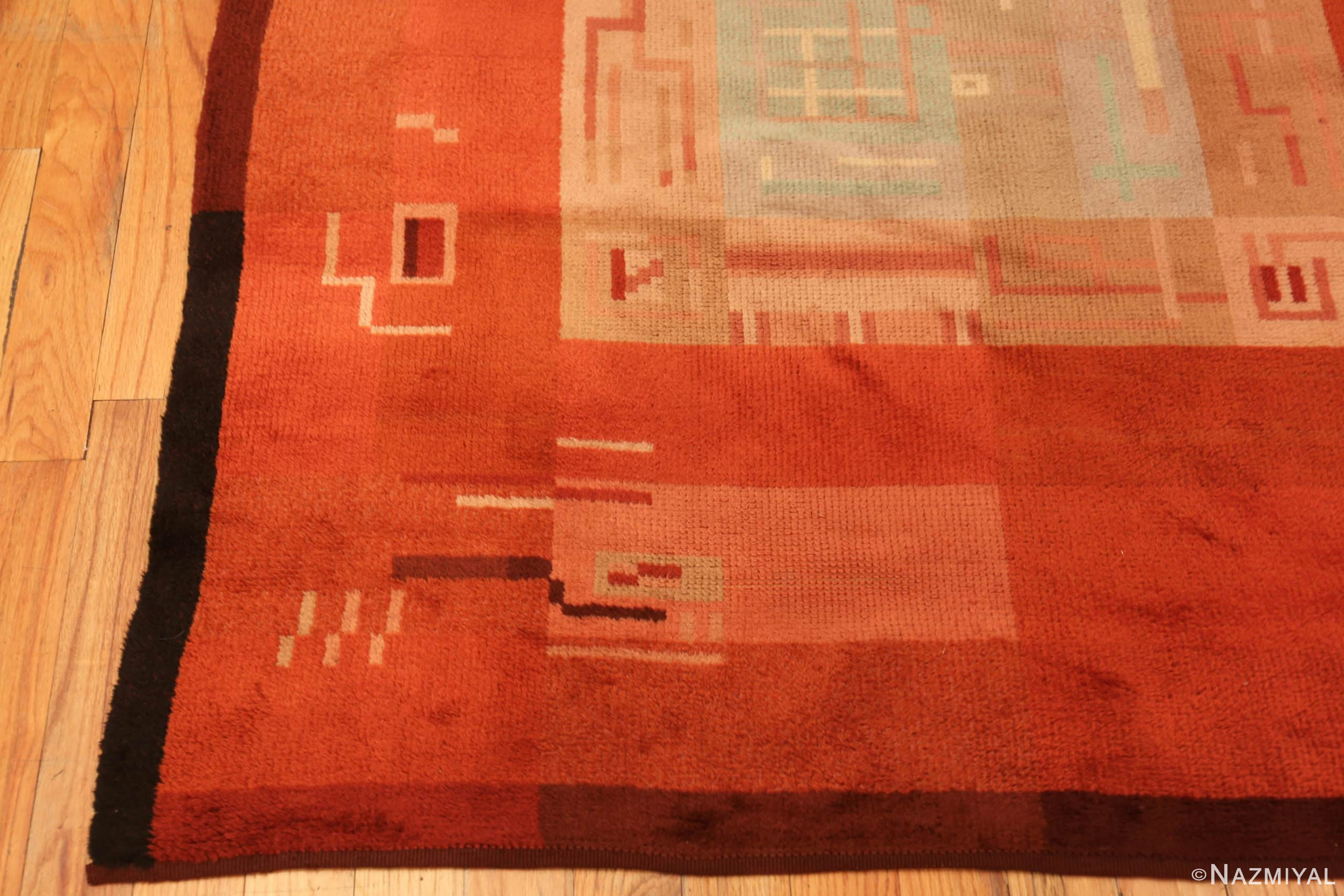 Corner Of Vintage Wool Swedish Inspired Rug 71101 by Nazmiyal Antique Rugs