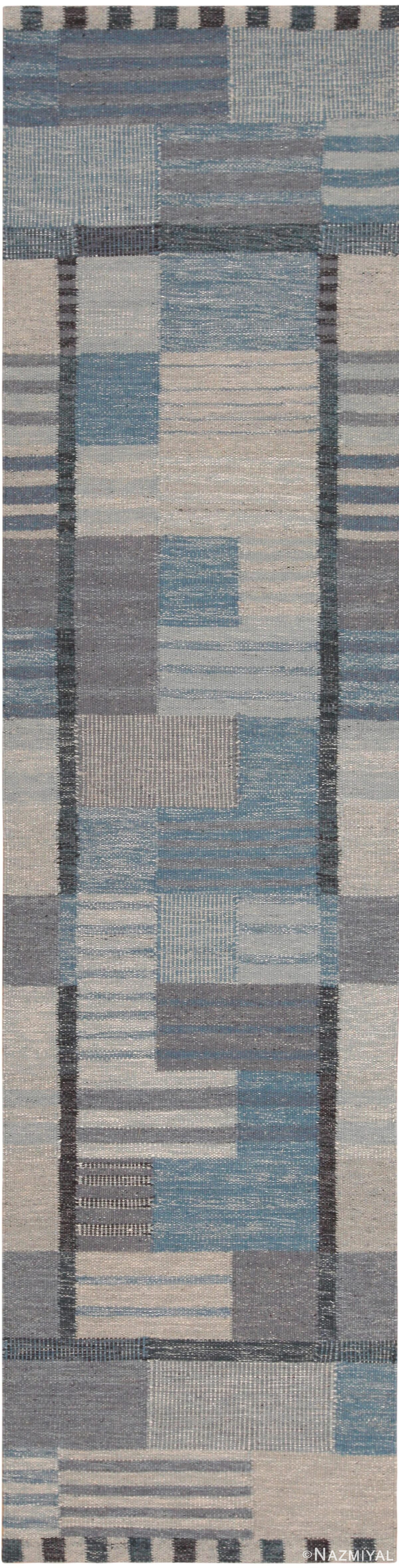 Geometric Modern Swedish Inspired Kilim Runner 60989 by Nazmiyal Antique Rugs