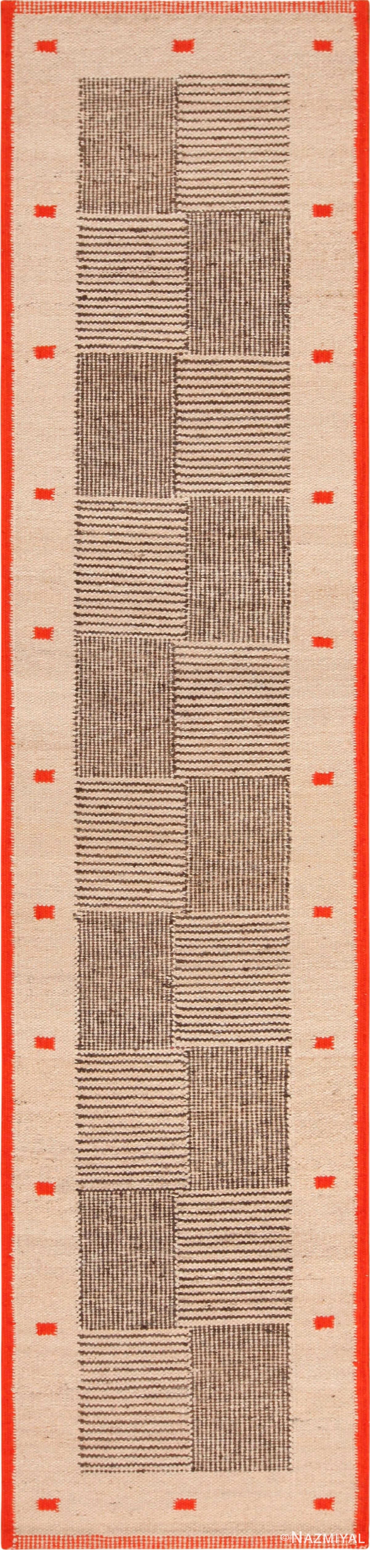 Modern Swedish Inspired Kilim Runner 60984 by Nazmiyal Antique Rugs