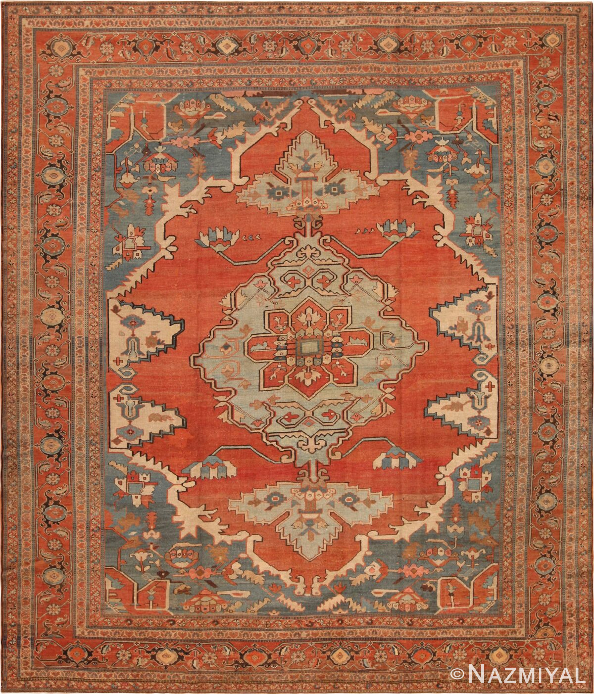 Room Size Antique Persian Serapi Rug 71416 by Nazmiyal Antique Rugs