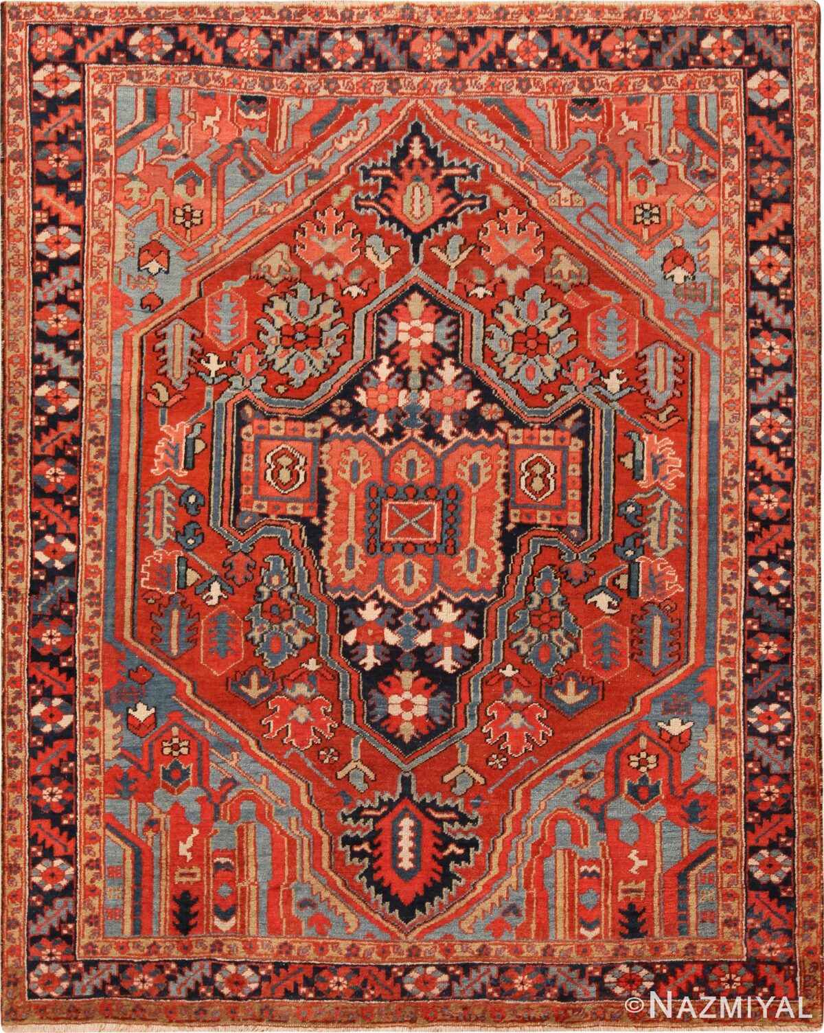 Small Antique Persian Heriz Rug 71415 by Nazmiyal Antique Rugs