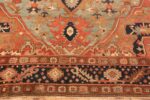 Border Of Light Blue Background Antique Persian Serapi Rug 71469 by Nazmiyal Antique Rugs