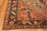 Corner Of Light Blue Background Antique Persian Serapi Rug 71469 by Nazmiyal Antique Rugs