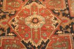 Detail Of Light Blue Background Antique Persian Serapi Rug 71469 by Nazmiyal Antique Rugs