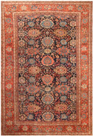 Large Navy Blue Antique Persian Sultanabad Rug 71459 by Nazmiyal Antique Rugs