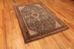 Side Of Blue Background Antique Persian Qashqai Rug 71457 by Nazmiyal Antique Rugs