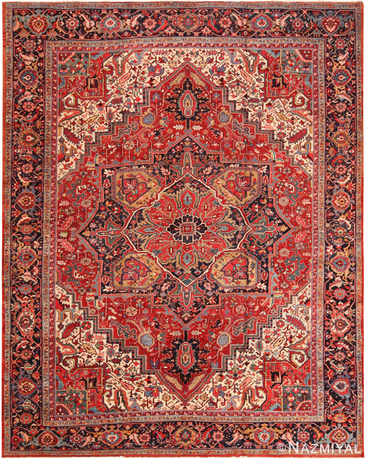 Antique Heriz Persian Rug 71498 by Nazmiyal Antique Rugs