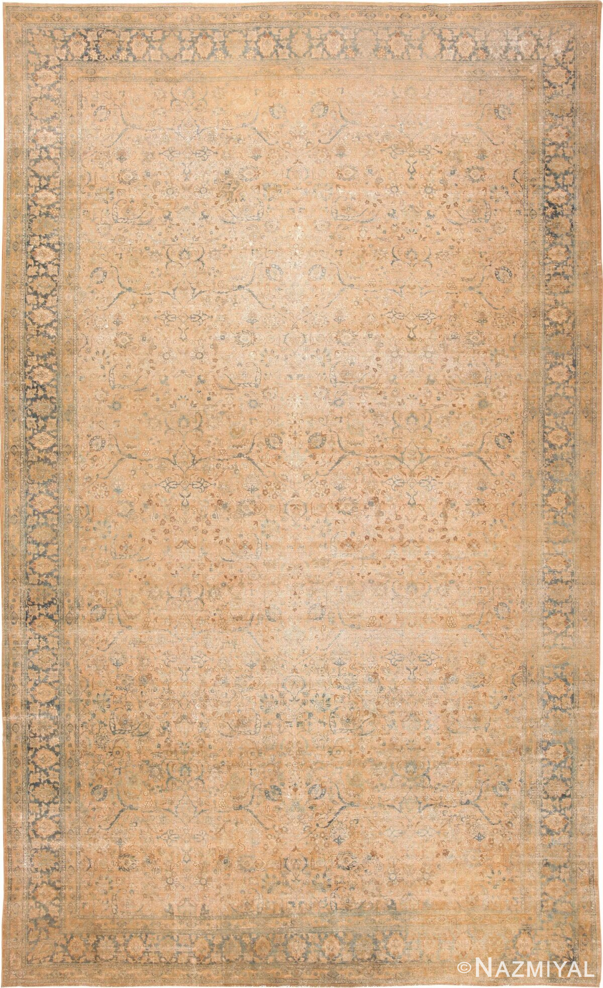Antique Persian Floral Tabriz Rug 70956 by Nazmiyal Antique Rugs