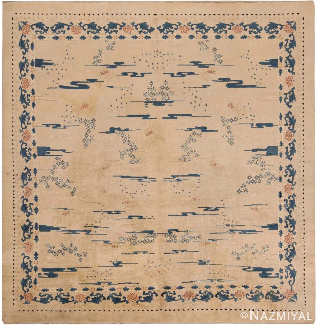 Antique Square Chinese Rug 71495 by Nazmiyal Antique Rugs