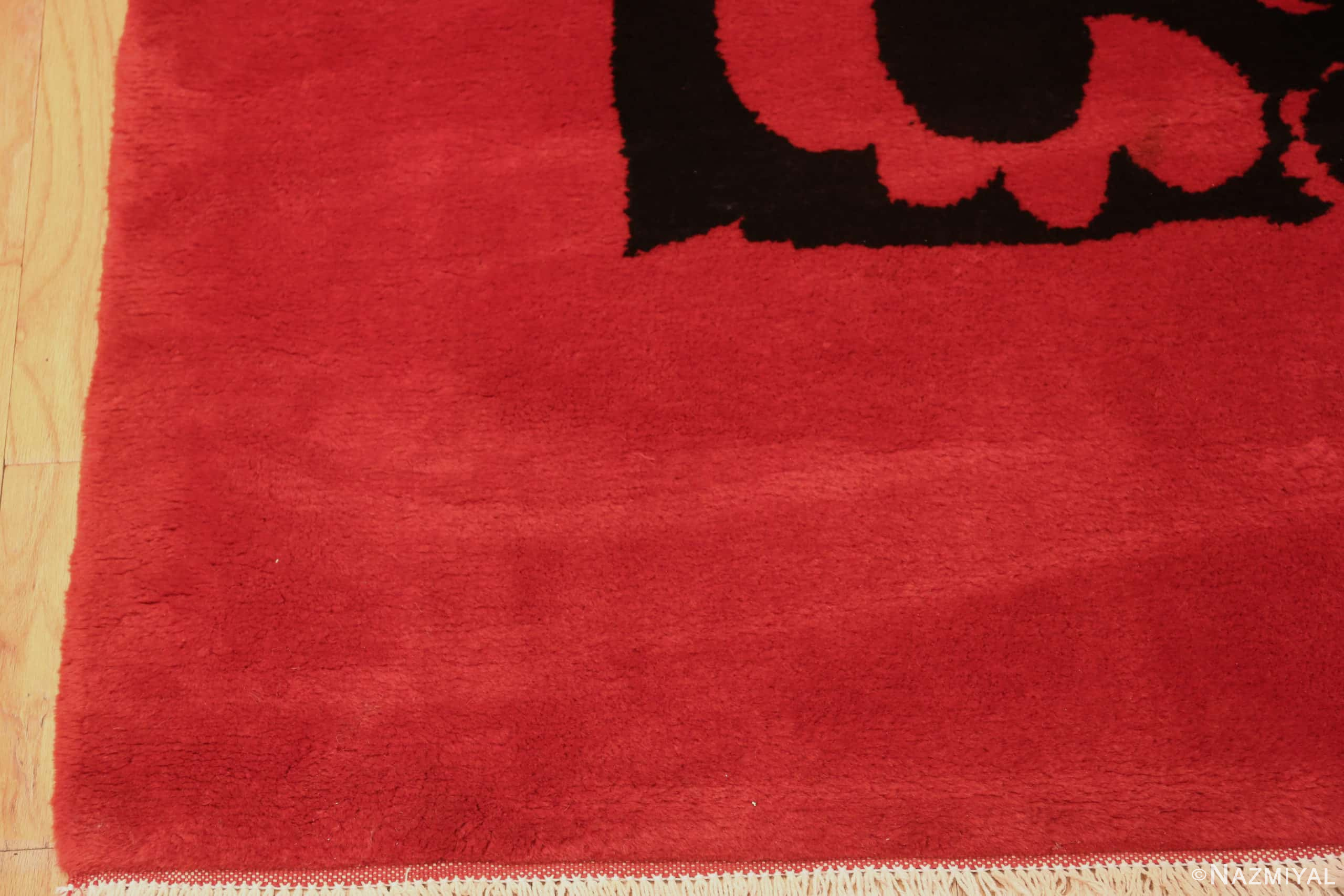 Corner Of Vintage Red And Black Pablo Picasso Design Rug 71452 by Nazmiyal Antique Rugs
