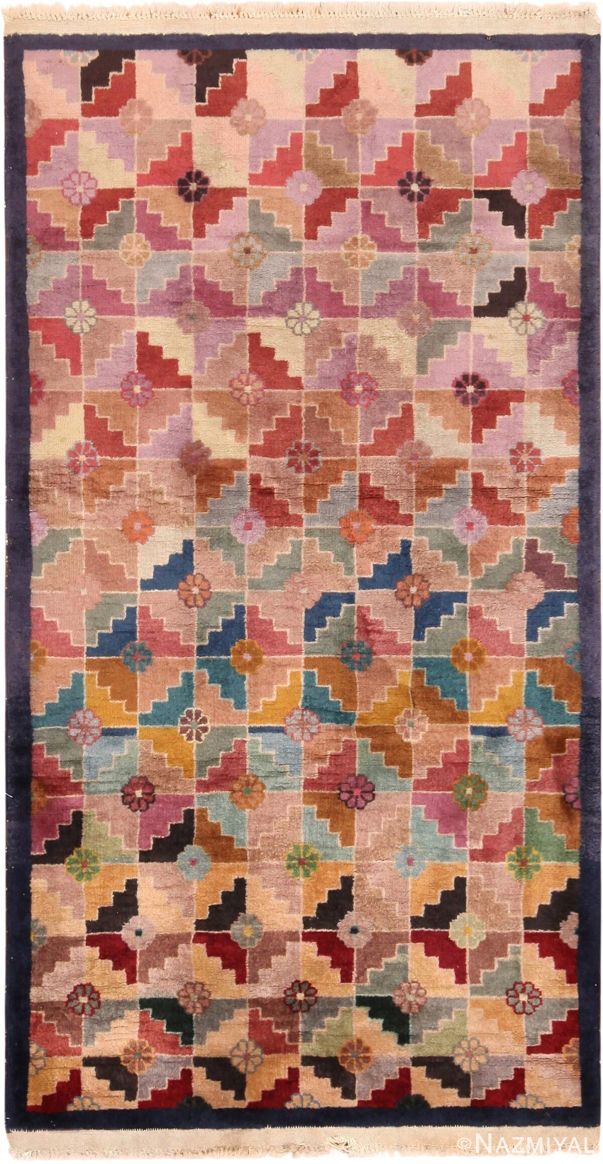 Geometric Antique Chinese Art Deco Rug 71442 by Nazmiyal Antique Rugs