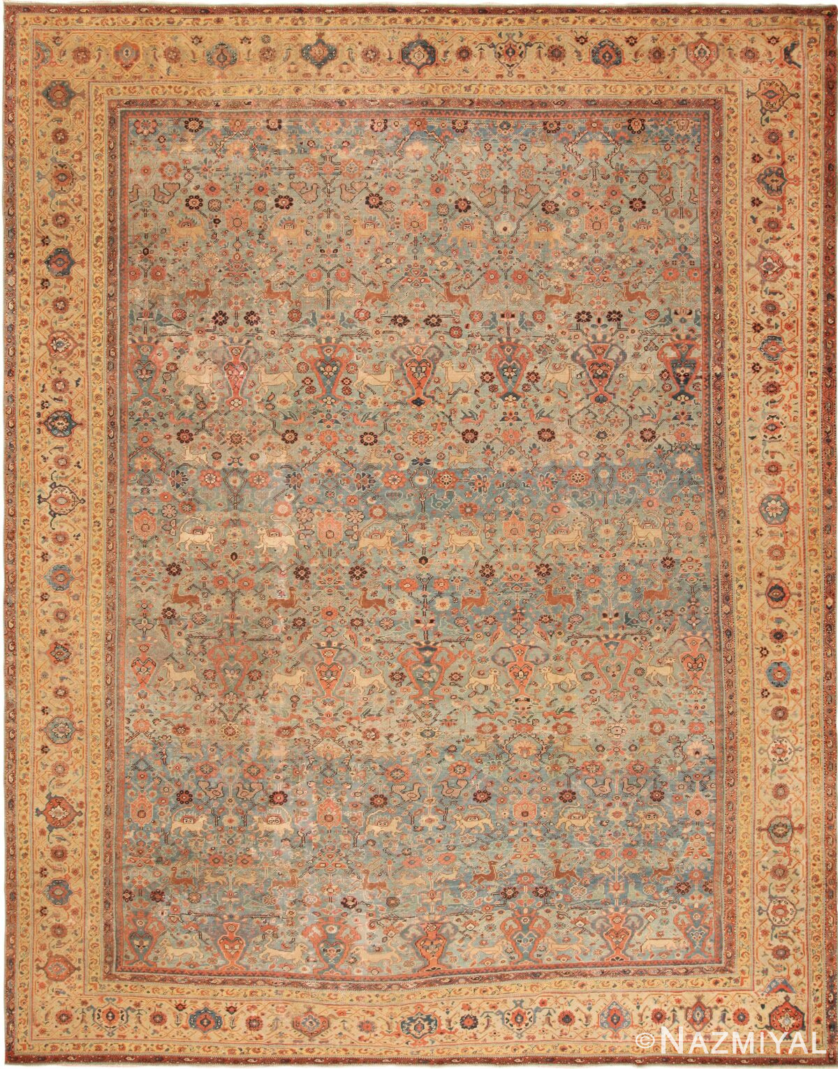 Large Antique Persian Animal Design Sultanabad Rug 71476 by Nazmiyal Antique Rugs