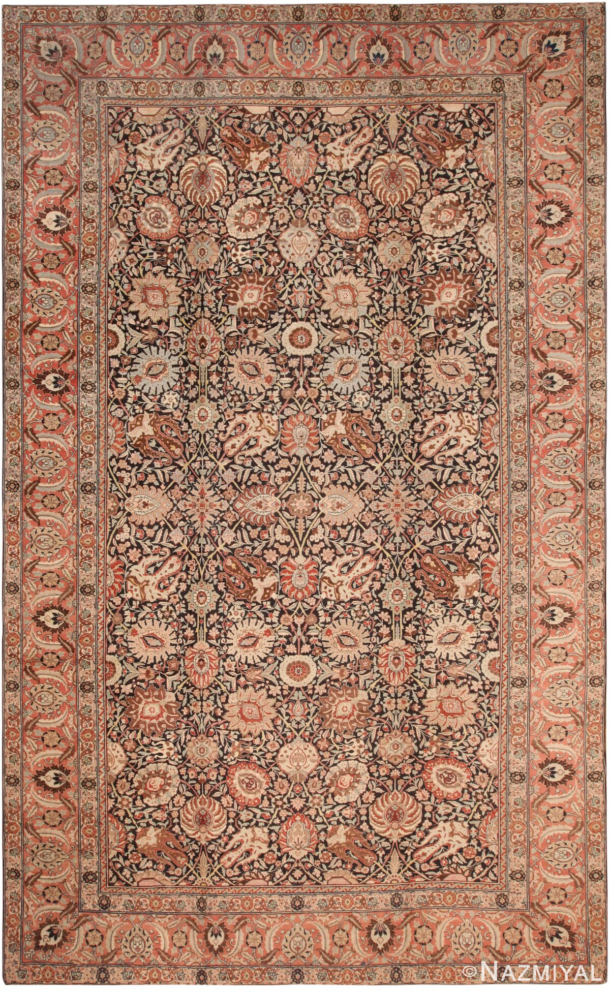 Large Antique Persian Tabriz Area Rug 71475 by Nazmiyal Antique Rugs