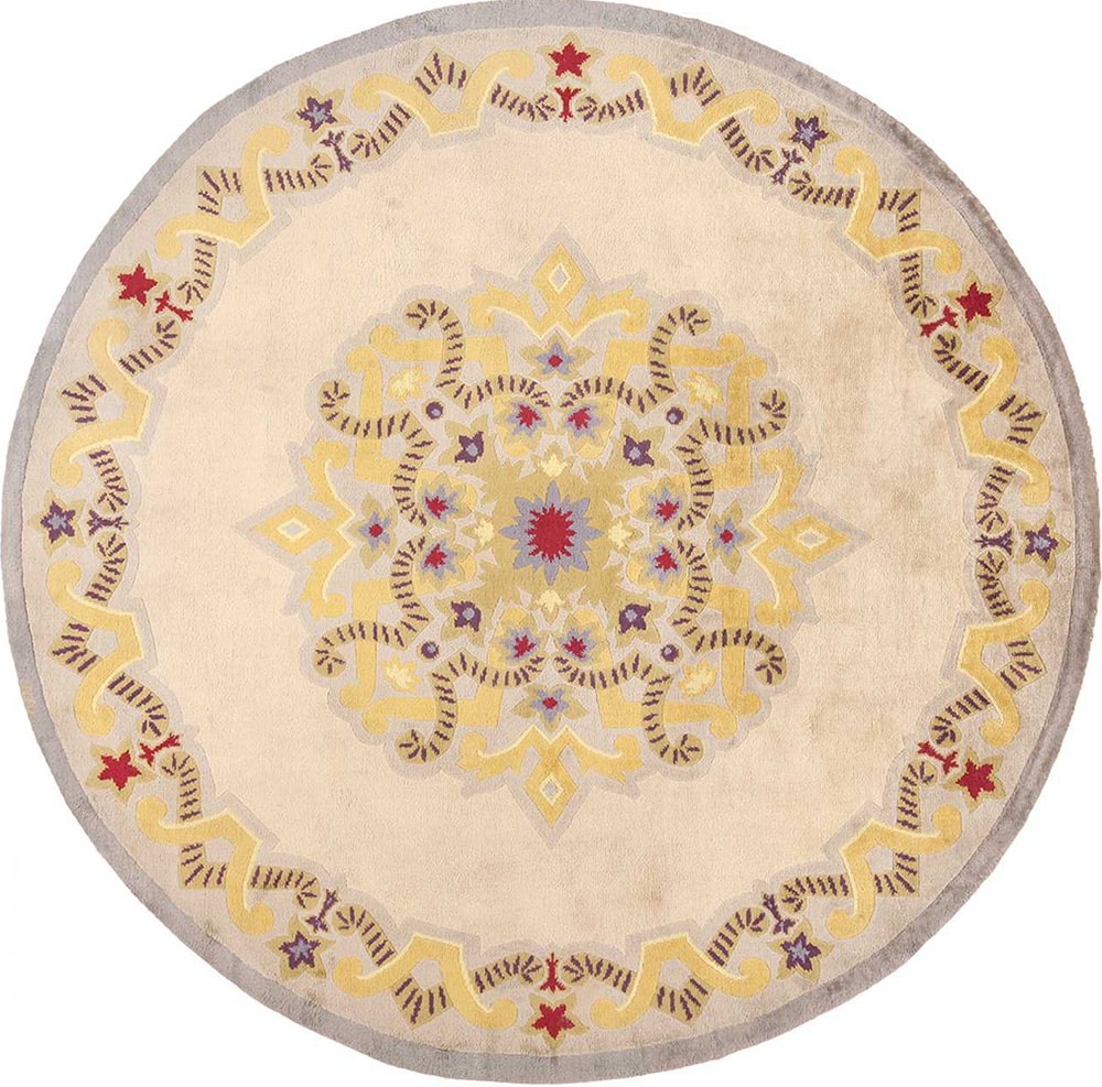 Round Antique French Art Deco Carpet By Leleu Round Antique French Art Deco Carpet By Leleu by Nazmiyal Antique Rugs