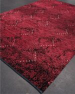 Corner Of Burgundy Color Modern Transitional Rug 61048 by Nazmiyal Antique Rugs