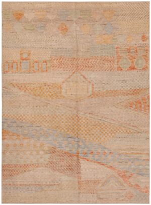 Rust Tones Modern Moroccan Rug 61005 by Nazmiyal Antique Rugs