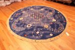 Side Of Modern Silk And Wool Swedish Inspired Round Rug 60925 by Nazmiyal Antique Rugs