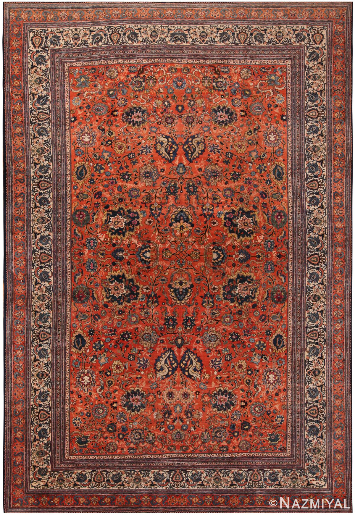 Antique Persian Tabriz Area Rug 71574 by Nazmiyal Antique Rugs