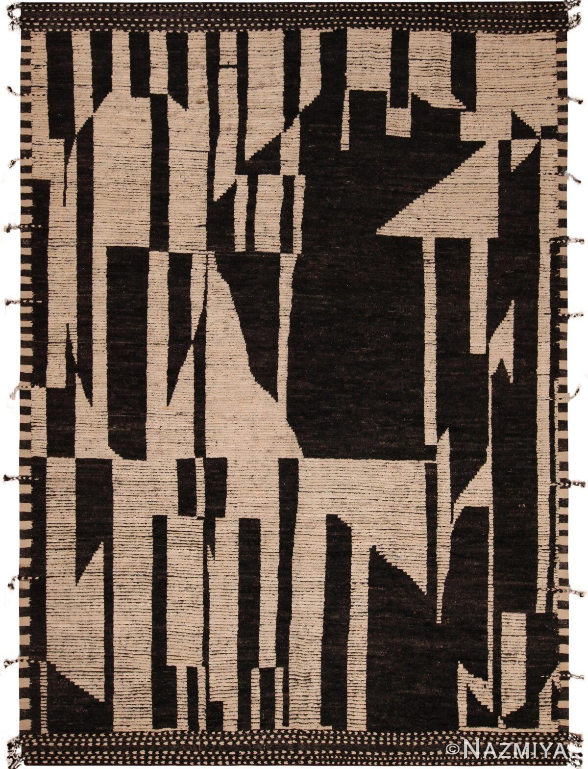 Contrasted Geometric Modern Moroccan Rug 61001 by Nazmiyal Antique Rugs