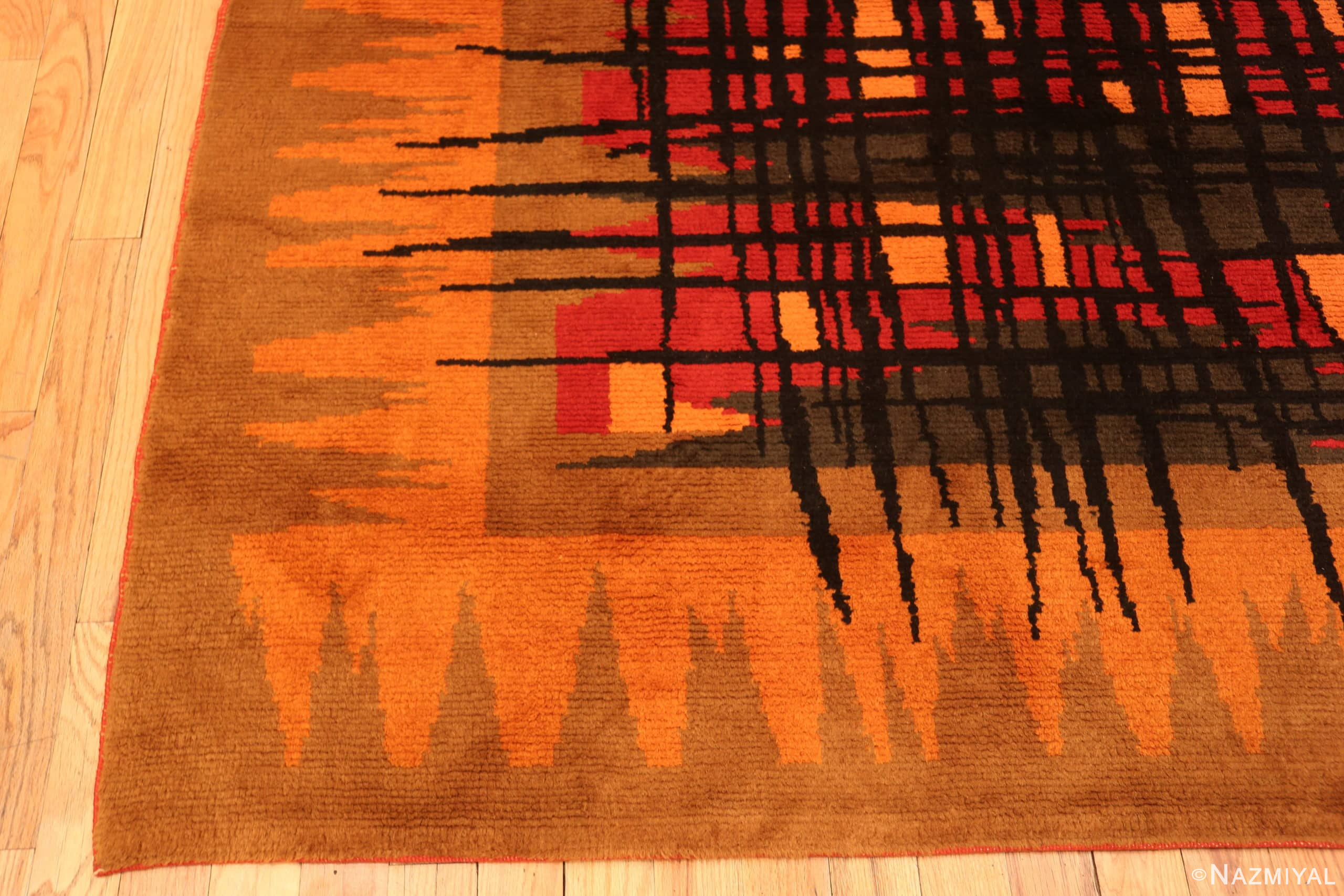 Corner Of Vintage Art Deco Rug 71486 by Nazmiyal Antique Rugs