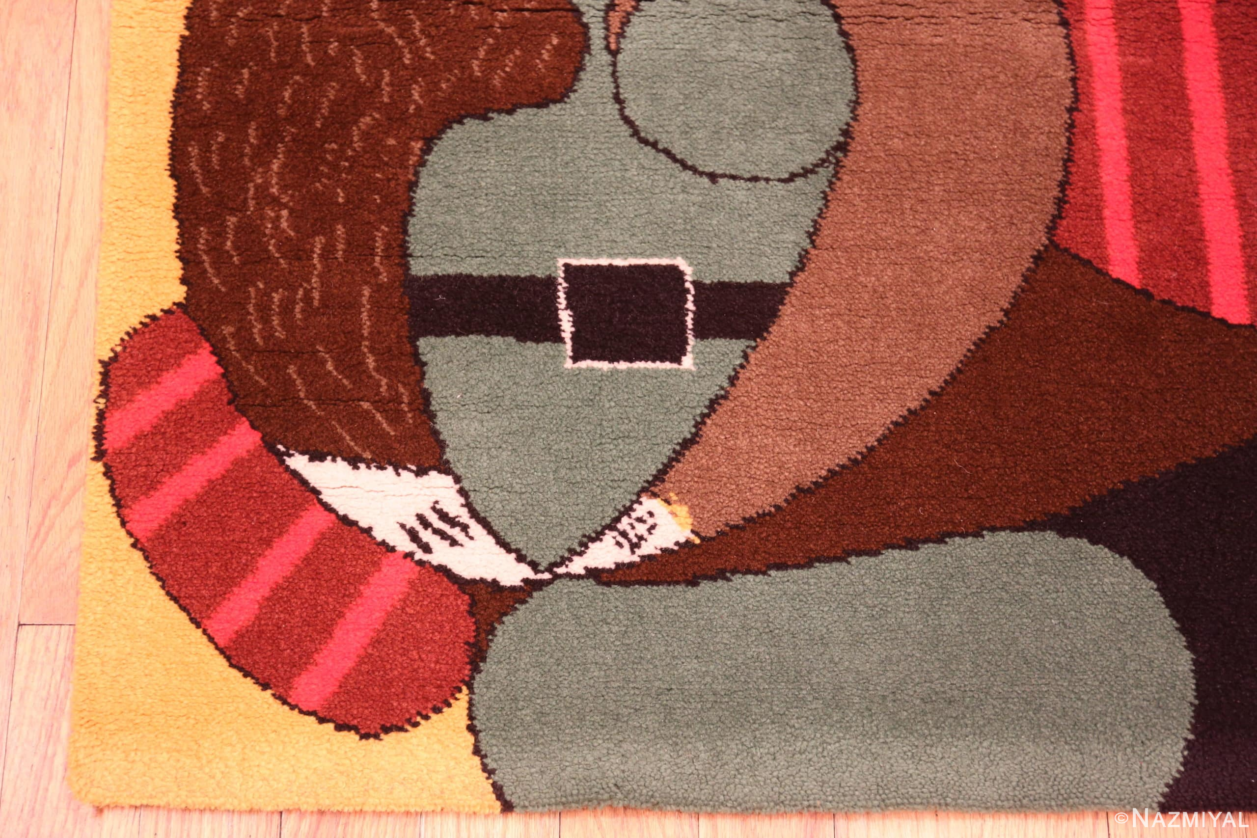 Corner Of Vintage Pablo Picasso Scandinavian Art Rug 71499 by Nazmiyal Antique Rugs