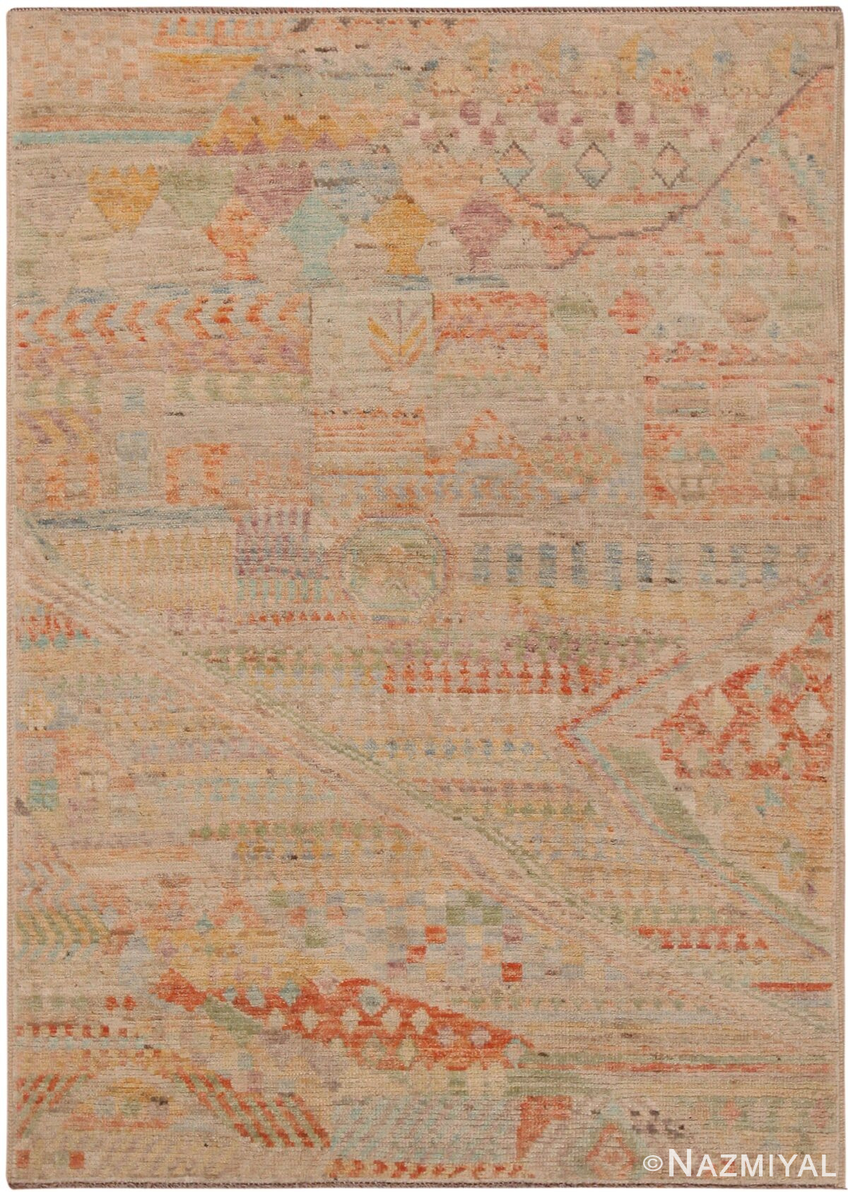 Geometric Tribal Design Modern Moroccan Rug 60998 by Nazmiyal Antique Rugs