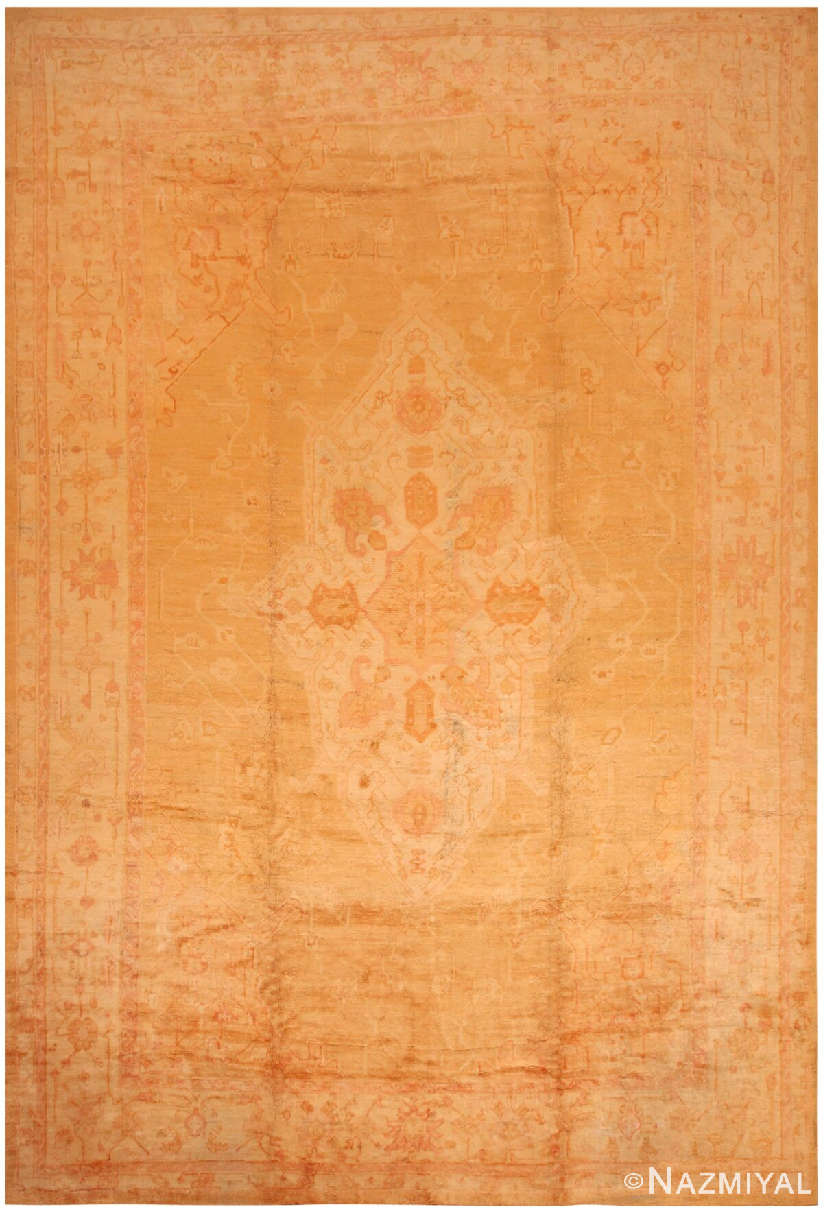 Large Antique Turkish Oushak Rug 71508 by Nazmiyal Antique Rugs