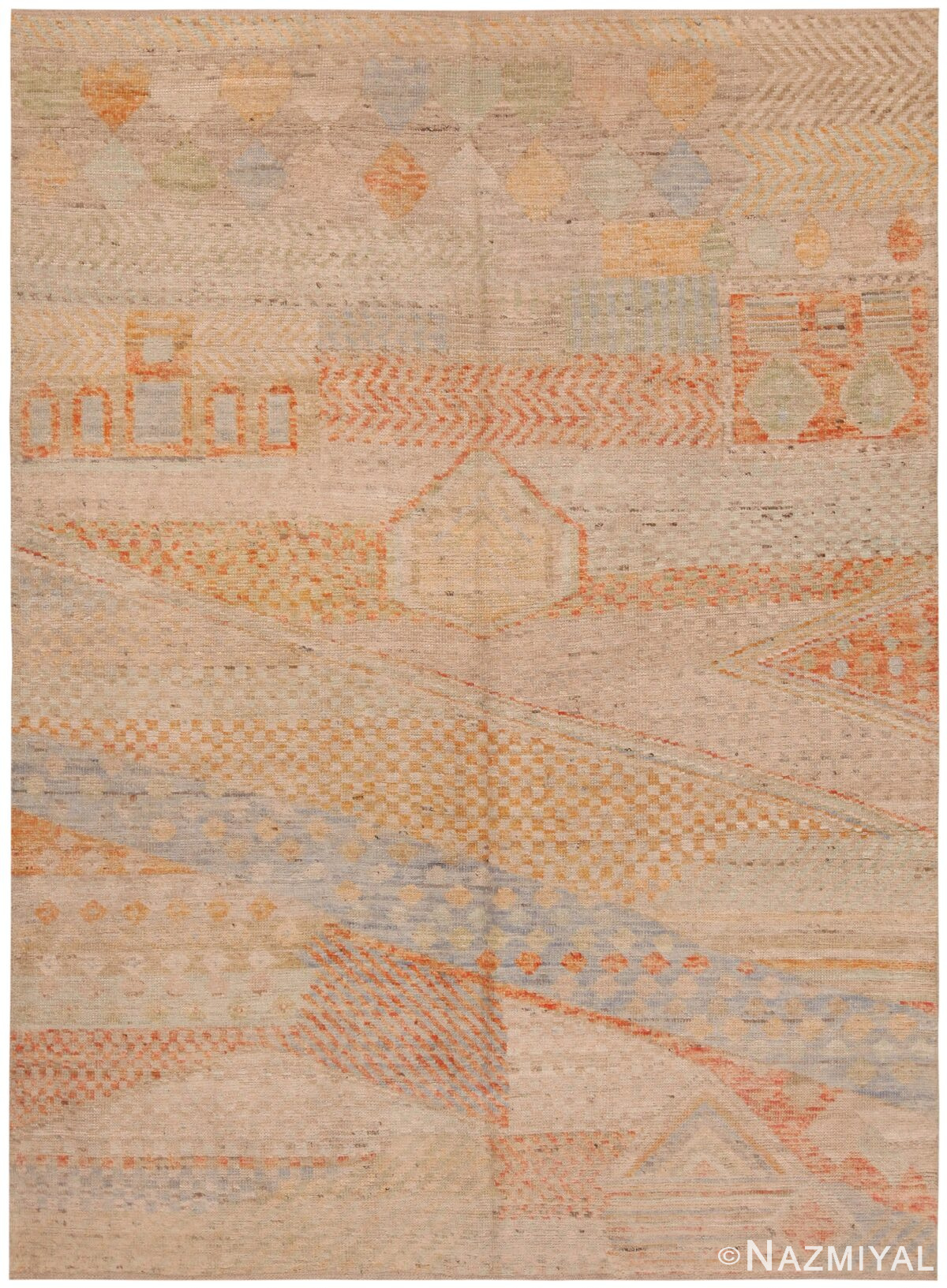 Rust Tones Modern Moroccan Rug 61005 by Nazmiyal Antique Rugs