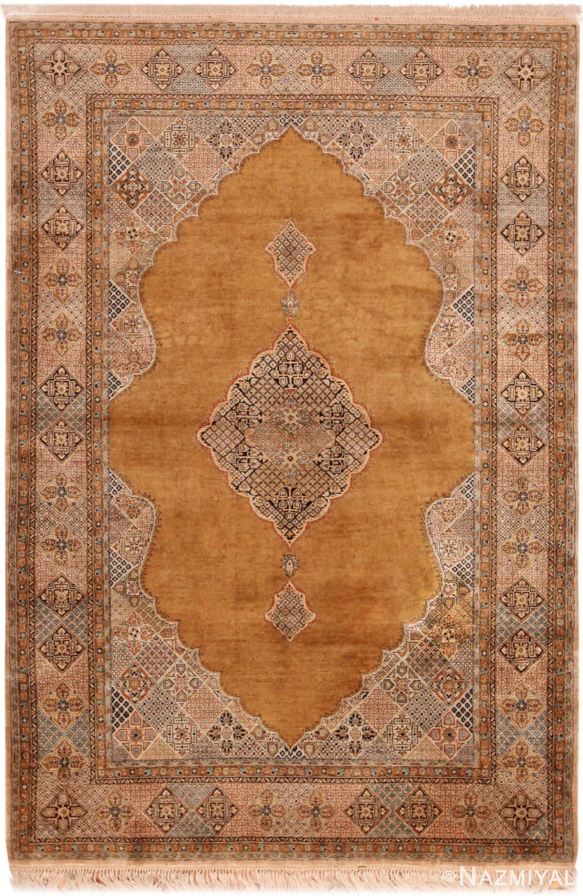 Vintage Persian Qum Silk Rug 71523 by Nazmiyal Antique Rugs