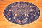 Whole View Of Modern Silk And Wool Swedish Inspired Round Rug 60925 by Nazmiyal Antique Rugs