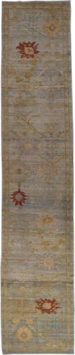 Modern Decorative Turkish Oushak Runner Rug 60469 by Nazmiyal Antique Rugs