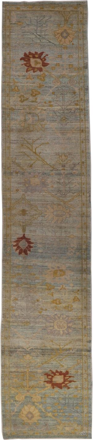 Modern Decorative Turkish Oushak Runner Rug 60469 by Nazmiyal Antique Rugs