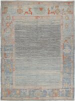 Light Blue Grey Open Field Modern Oushak Rug 60473 by Nazmiyal Antique Rugs