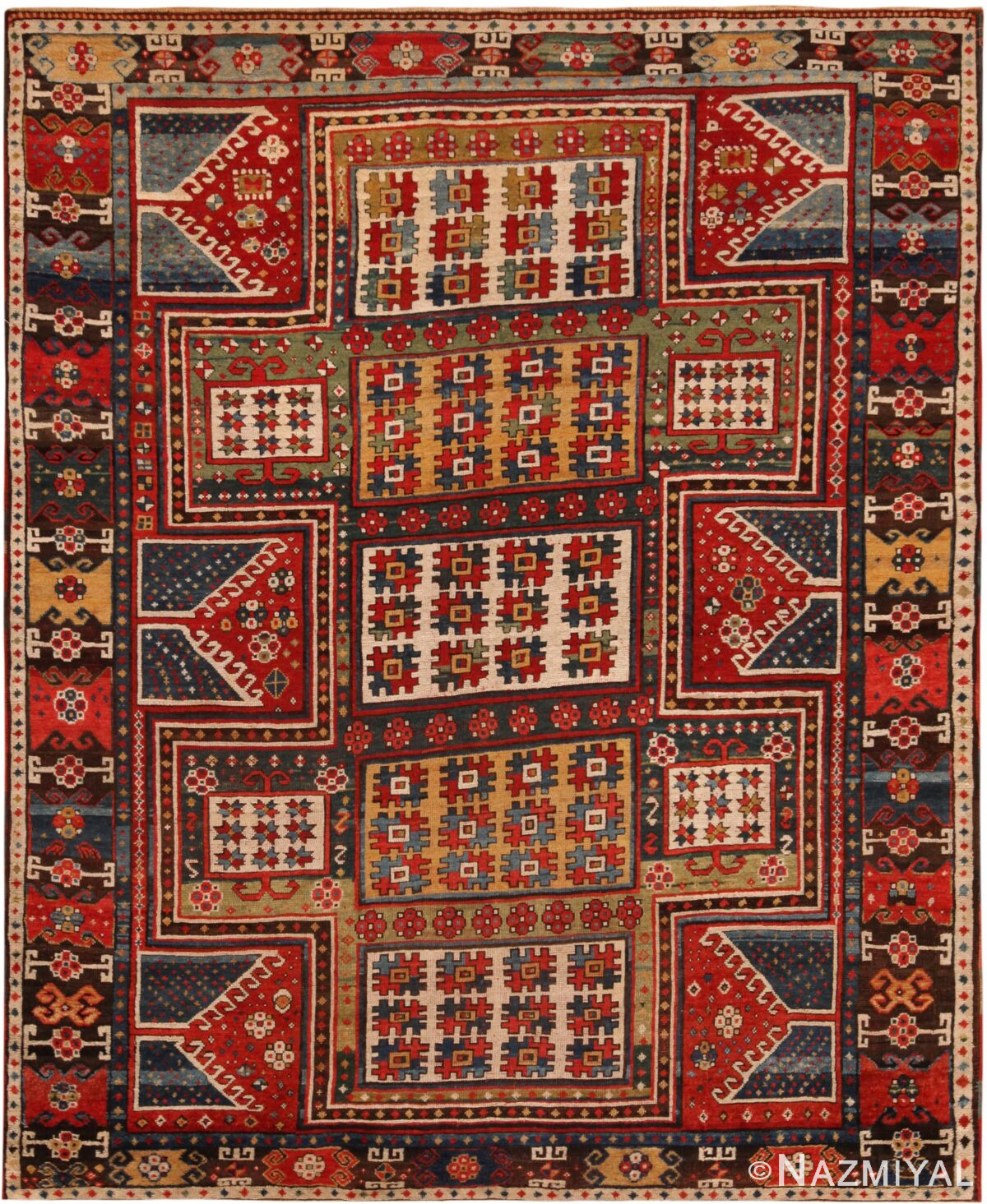Antique Caucasian Kazak Sewan Rug 71614 by Nazmiyal Antique Rugs