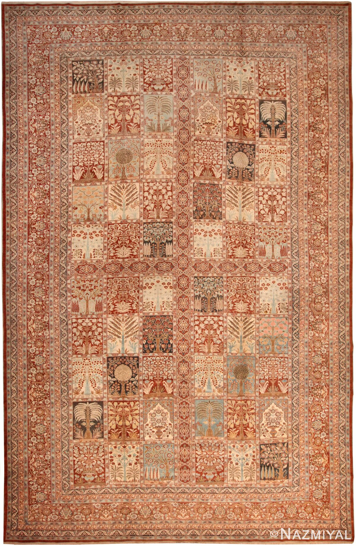 Large Antique Persian Garden Design Tabriz Rug 71433 by Nazmiyal Antique Rugs