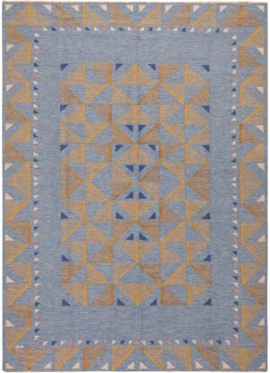 Geometric Vintage Scandinavian Swedish Kilim Rug Signed Svea Noren 71668 by Nazmiyal Antique Rugs