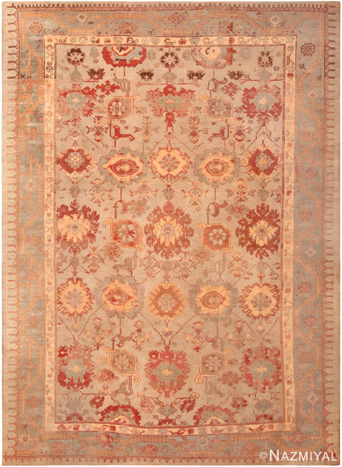 Antique Turkish Oushak Rug 71456 by Nazmiyal Antique Rugs